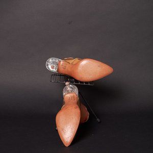 1950s Clear Plastic Carved Heels Shoes Slingbacks